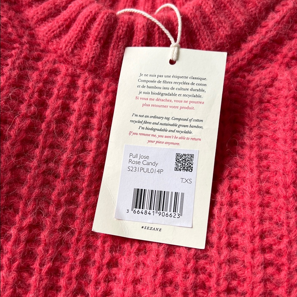 Sezane La Maille Pull Jose Sweater Rose Candy XS - Picture 8 of 8